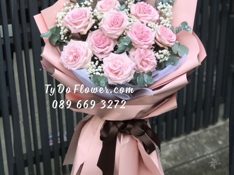 B0123209 BÓ HOA HỒNG PINK OHARA HOA CHÚC MỪNG