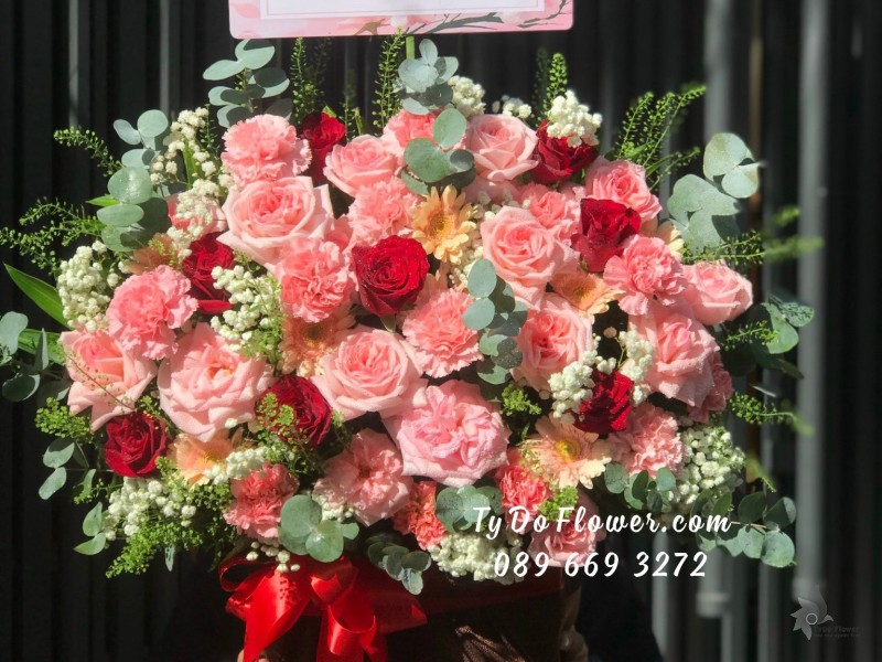 G0923996 GIỎ HOA CHÚC MỪNG 20 NĂM NGÀY CƯỚI thiết kế chủ đạo Hoa Hồng Pink Ohara Roses