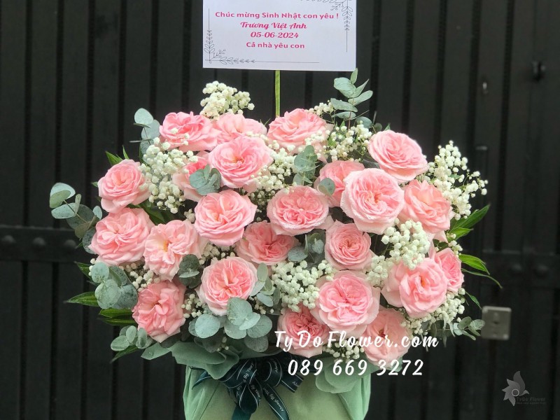 G06241630 HOA CHÚC MỪNG SINH NHẬT thiết kế Hoa Hồng Ohara Pink Roses