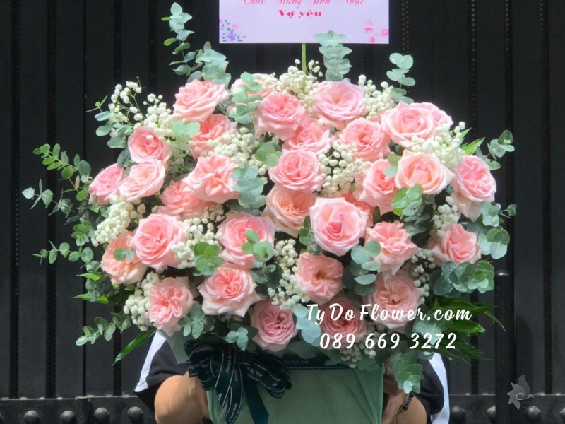 G06241640 HOA CHÚC MỪNG SINH NHẬT VỢ YÊU thiết kế Hoa Hồng Ohara Pink Roses