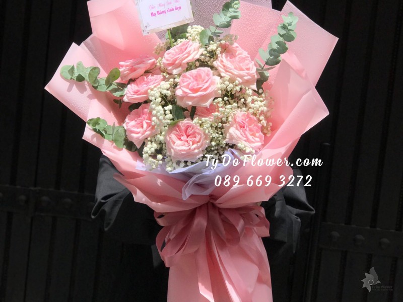 B07241704 BÓ HOA CHÚC MỪNG SINH NHẬT thiết kế Hoa Hồng Ohara Pink Roses