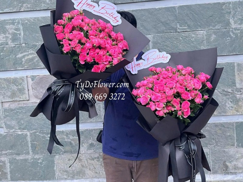 B0925705 BÓ HOA CHÚC MỪNG SINH NHẬT Thiết kế hoa hồng Sofia