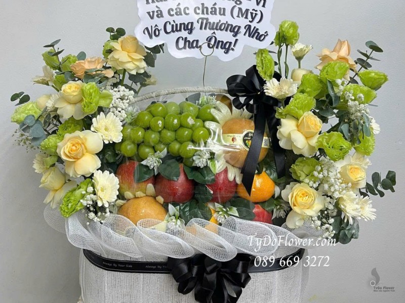 G0925754 GIỎ HOA TRÁI CÂY TANG LỄ CHIA BUỒN Thương Nhớ