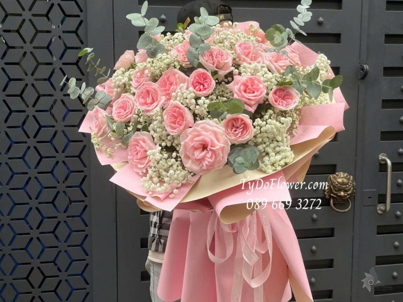 B1025868 BÓ HOA HỒNG PINK OHARA Hoa chúc mừng sinh nhật