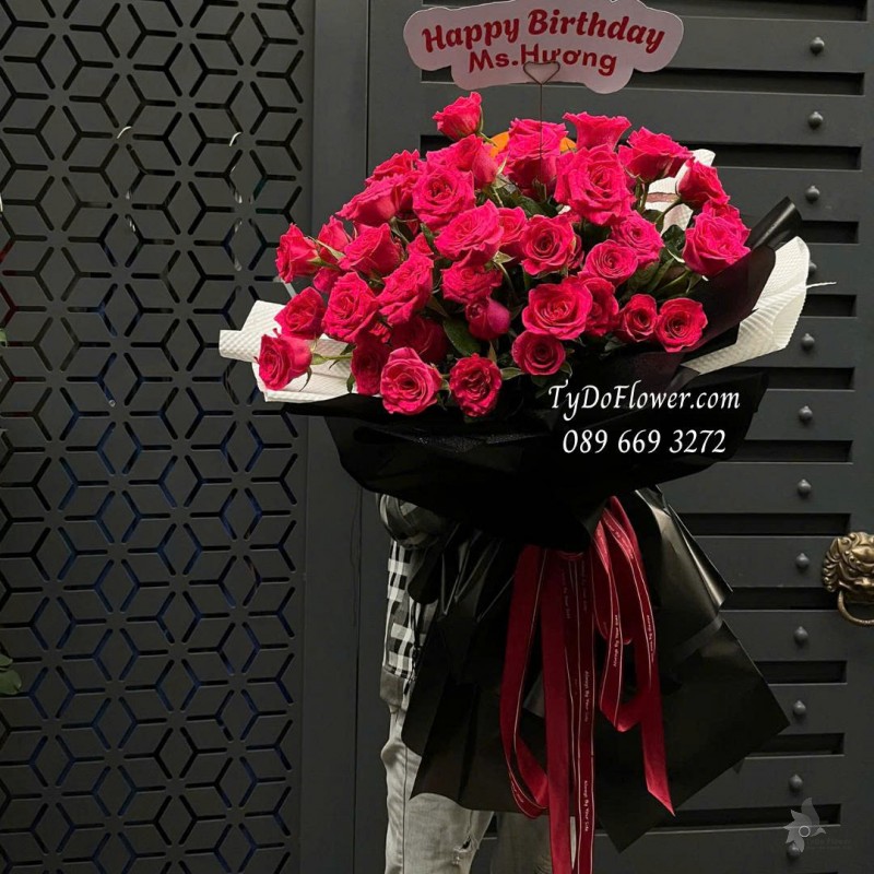 B1025867 BÓ HOA HỒNG PINK FLOYD Hoa chúc mừng sinh nhật