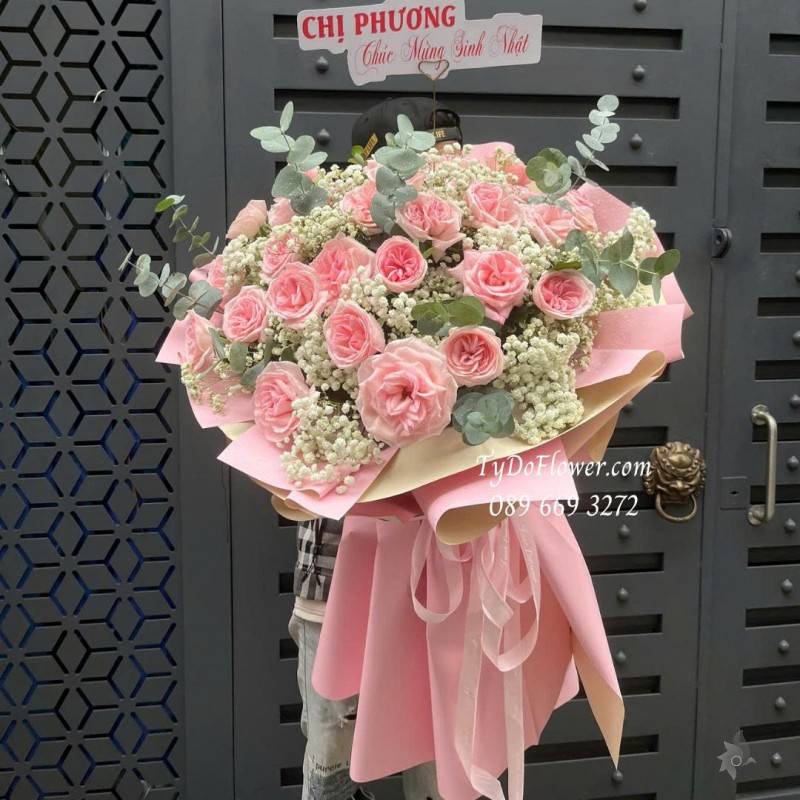 B1025868 BÓ HOA HỒNG PINK OHARA Hoa chúc mừng sinh nhật