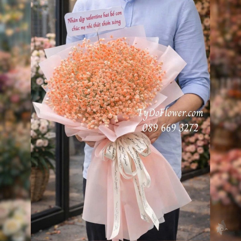 B0126056 Bó Hoa Baby Hồng Hoa Valentine